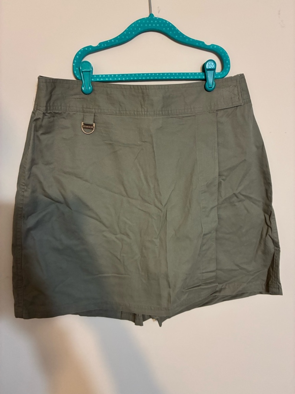 Tapemeasure Olive Green Utility Skort Velcro Front Wrap Cotton 10